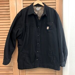 CARHARTT Men’s Black Chore Jacket Camo Lined Size 2XL